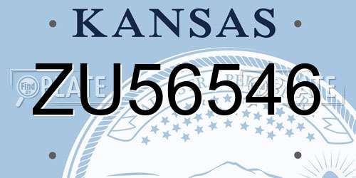 ZU56546 Kansas License Plate