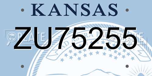 ZU75255 Kansas License Plate
