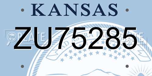 ZU75285 Kansas License Plate