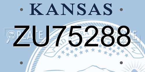 ZU75288 Kansas License Plate