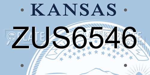 ZUS6546 Kansas License Plate