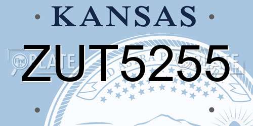 ZUT5255 Kansas License Plate