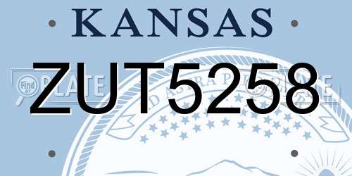 ZUT5258 Kansas License Plate