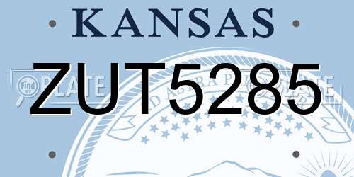 ZUT5285 Kansas License Plate