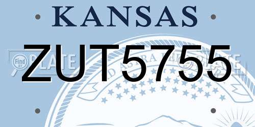 ZUT5755 Kansas License Plate
