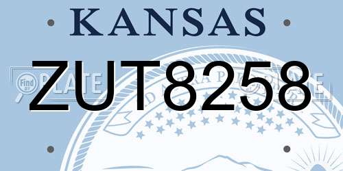 ZUT8258 Kansas License Plate