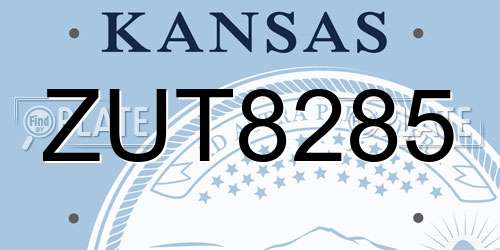 ZUT8285 Kansas License Plate