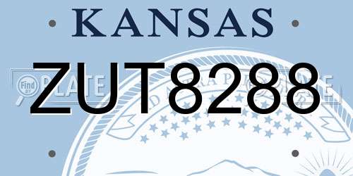 ZUT8288 Kansas License Plate
