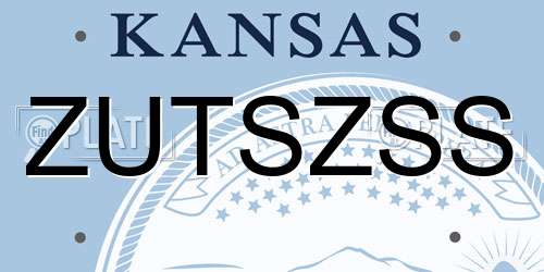 ZUTSZSS Kansas License Plate