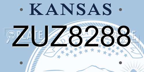 ZUZ8288 Kansas License Plate