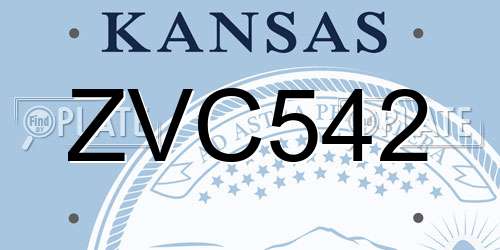 ZVC542 Kansas License Plate