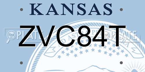 ZVC84T Kansas License Plate