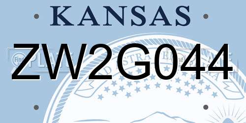 ZW2G044 Kansas License Plate