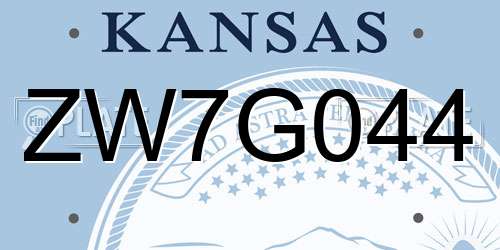 ZW7G044 Kansas License Plate
