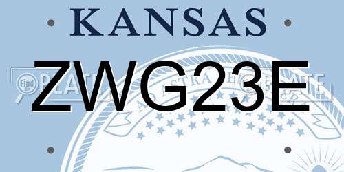 ZWG23E Kansas License Plate