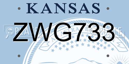ZWG733 Kansas License Plate