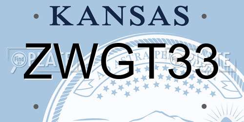 ZWGT33 Kansas License Plate