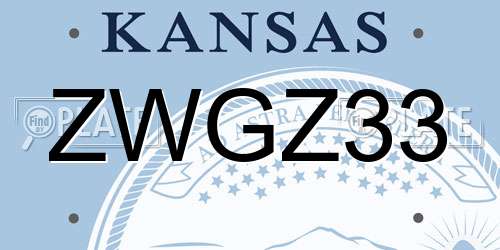 ZWGZ33 Kansas License Plate