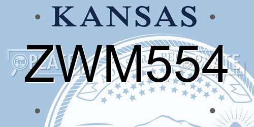 ZWM554 Kansas License Plate