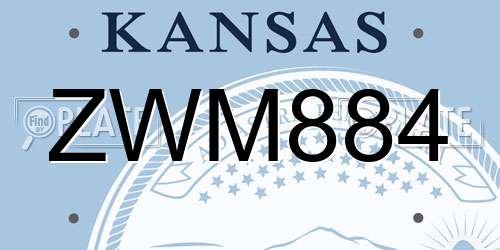 ZWM884 Kansas License Plate