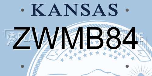 ZWMB84 Kansas License Plate