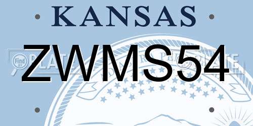 ZWMS54 Kansas License Plate