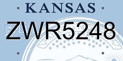 ZWR5248 Kansas License Plate