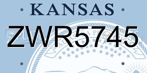 ZWR5745 Kansas License Plate