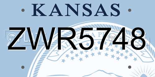ZWR5748 Kansas License Plate