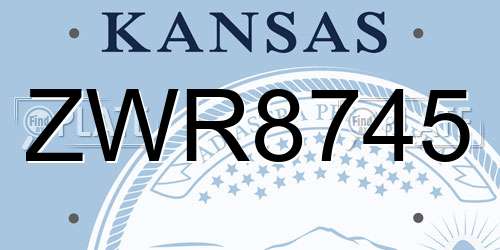 ZWR8745 Kansas License Plate
