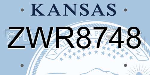 ZWR8748 Kansas License Plate