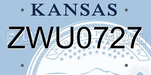 ZWU0727 Kansas License Plate