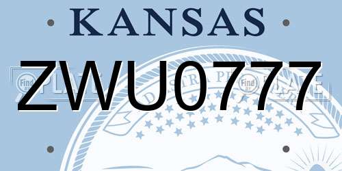 ZWU0777 Kansas License Plate