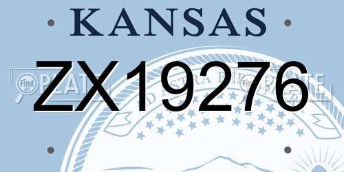 ZX19276 Kansas License Plate