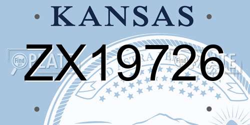 ZX19726 Kansas License Plate