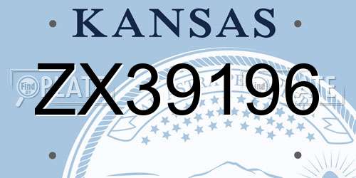 ZX39196 Kansas License Plate