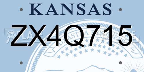 ZX4Q715 Kansas License Plate