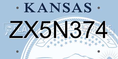 ZX5N374 Kansas License Plate