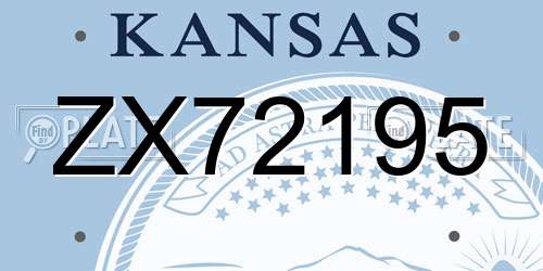 ZX72195 Kansas License Plate