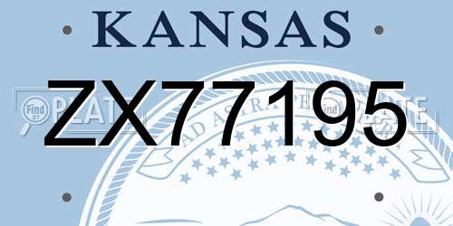 ZX77195 Kansas License Plate