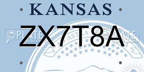 ZX7T8A Kansas License Plate