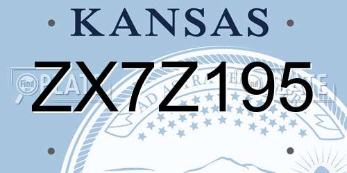 ZX7Z195 Kansas License Plate
