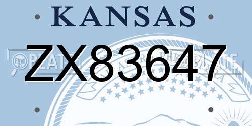 ZX83647 Kansas License Plate