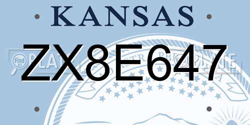 ZX8E647 Kansas License Plate