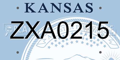 ZXA0215 Kansas License Plate