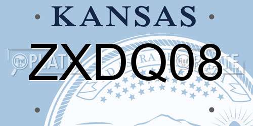 ZXDQ08 Kansas License Plate