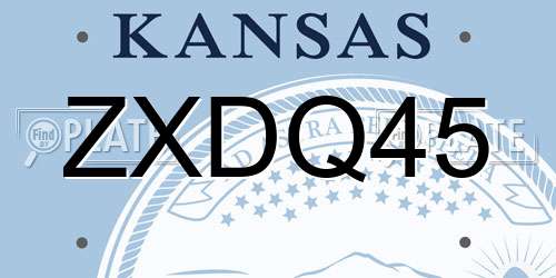ZXDQ45 Kansas License Plate