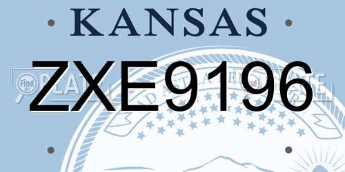 ZXE9196 Kansas License Plate