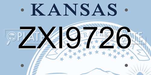 ZXI9726 Kansas License Plate