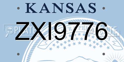 ZXI9776 Kansas License Plate